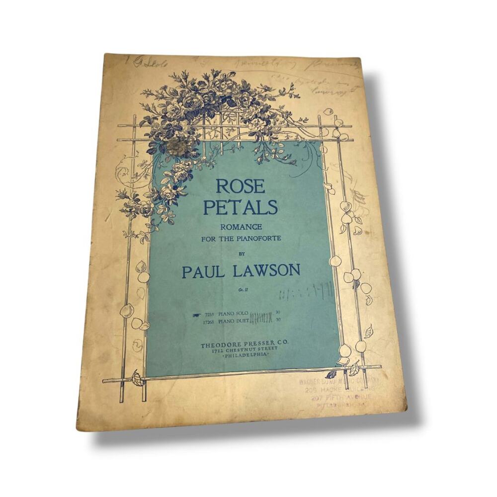1908 Rose Petals Romance For the Pianoforte Paul Lawson Theodore Presser